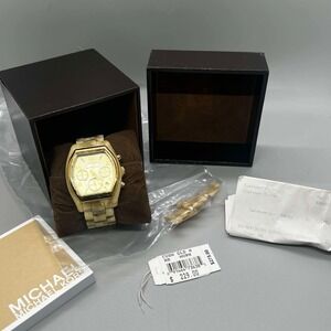 Rare Michael Kors Tortoise Shell Band Gold‎ Watch Y2K W/original Receipt & Box